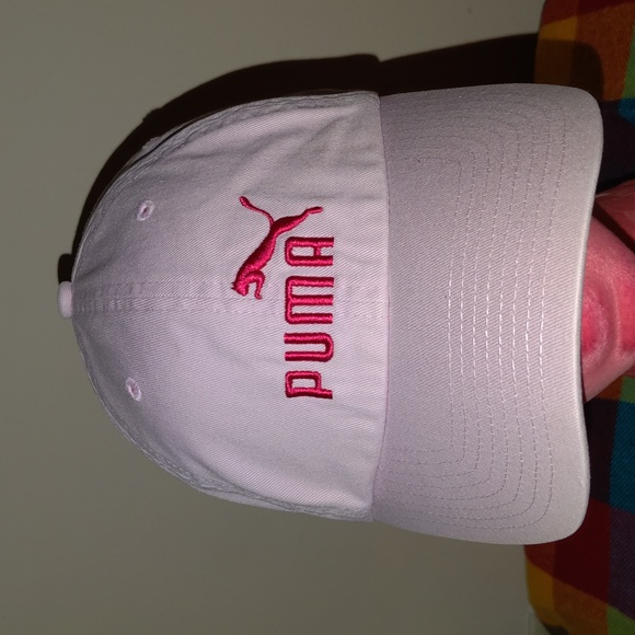 Puma Embroidered Logo Pink Strapback Hat Cap - Picture 1 of 9